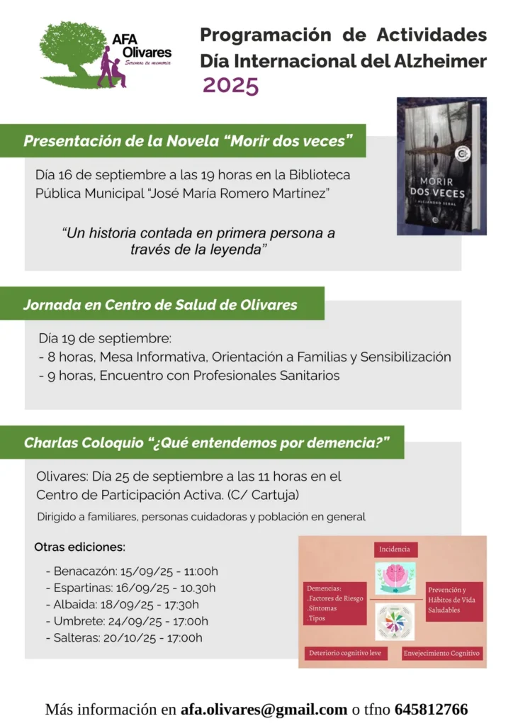 Olivares conmemora el Día Internacional del Alzheimer 2025 con un programa de actividades de sensibilización y apoyo