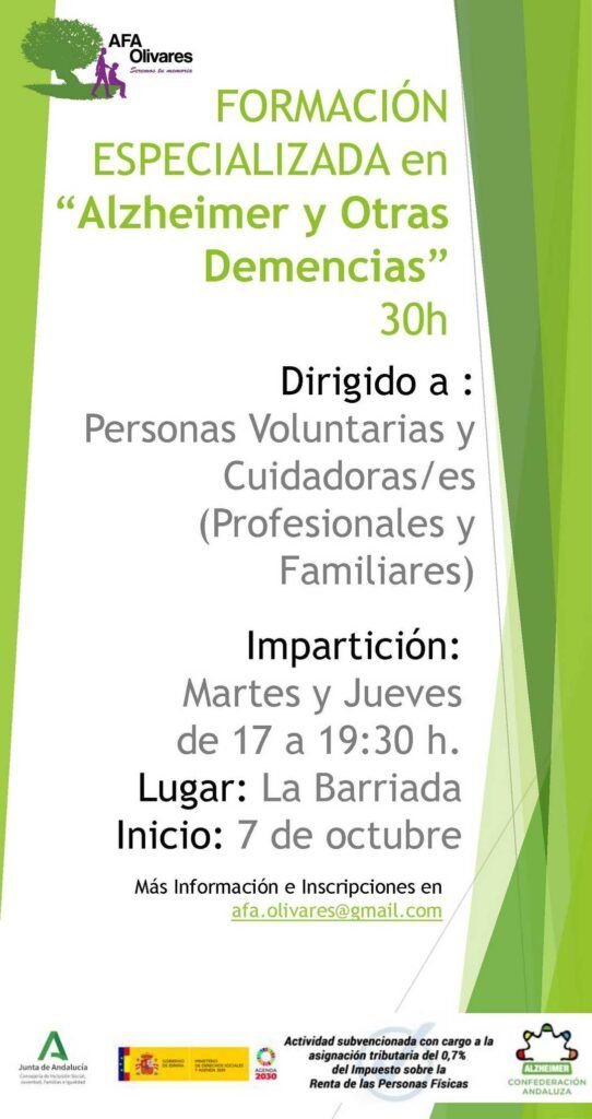 AFA Olivares organiza formación especializada en Alzheimer y otras demencias